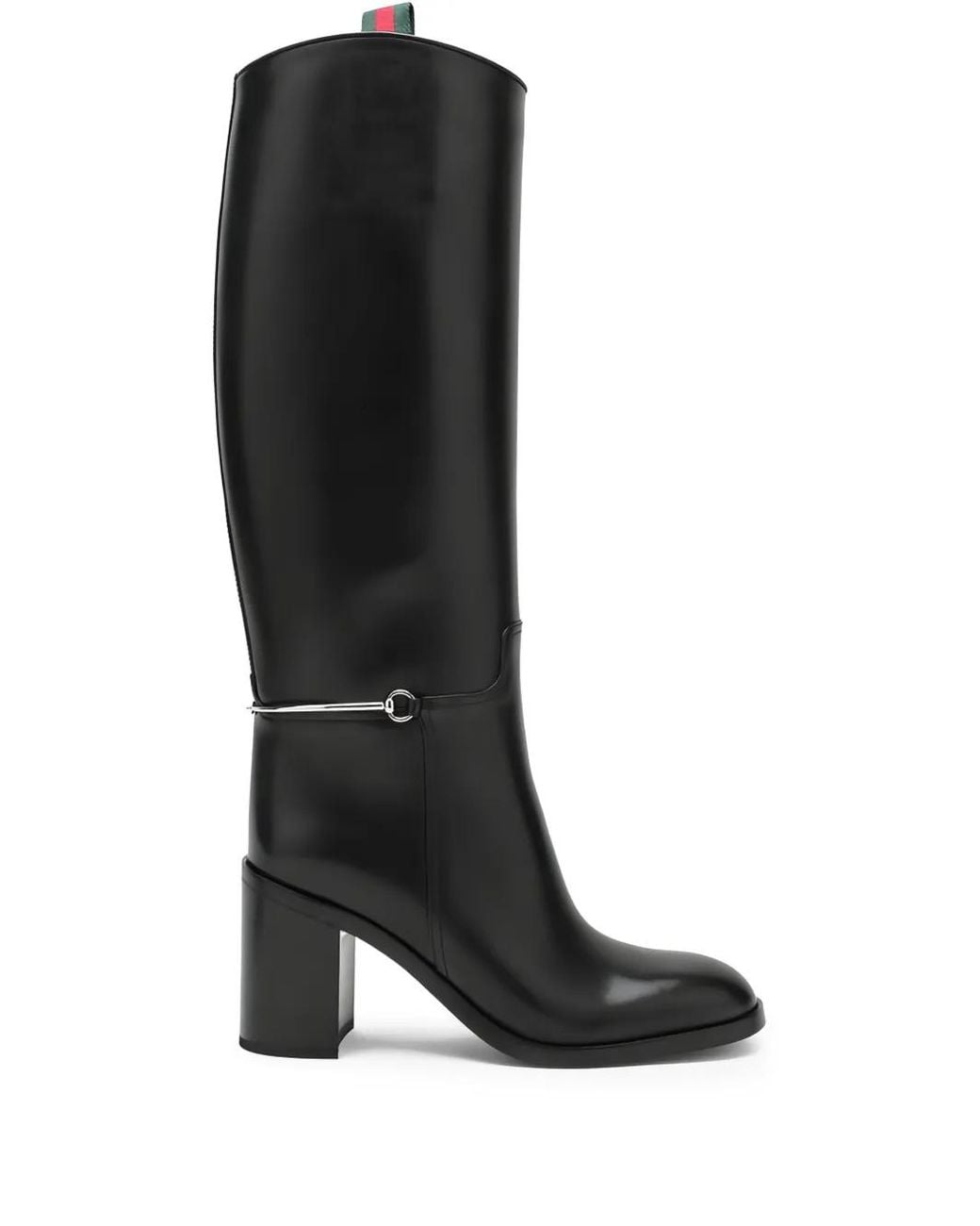 Gucci Black 85Mm Horsebit-Detail Leather Boots