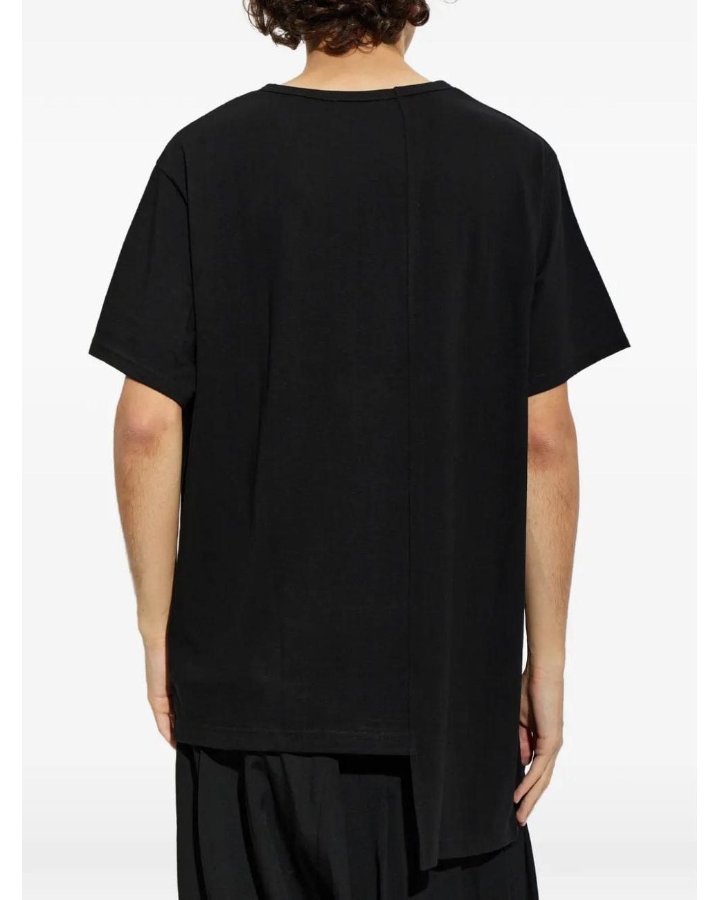 Yohji Yamamoto Black Asymmetrical-Cut T-Shirt for men