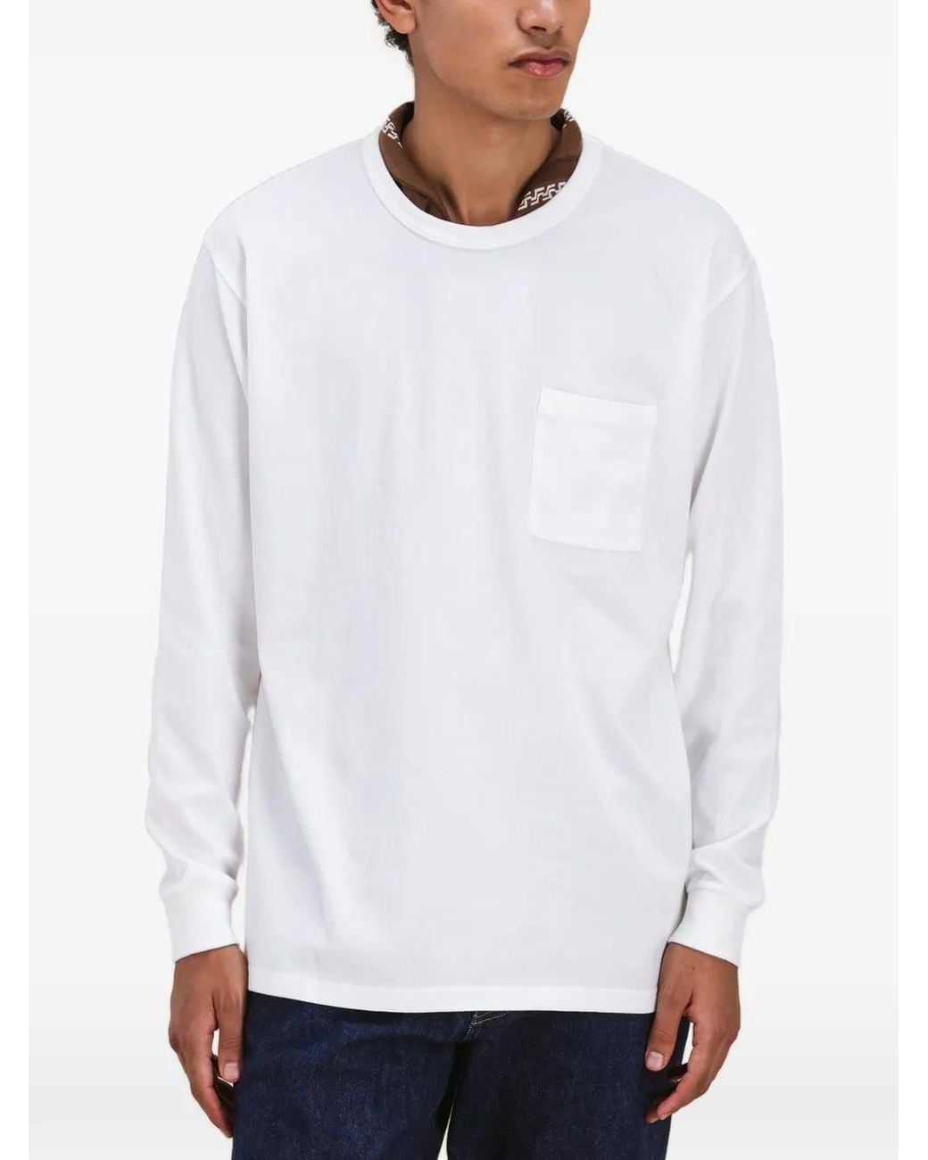 Fortela White Long-Sleeve Pocket T-Shirt for men