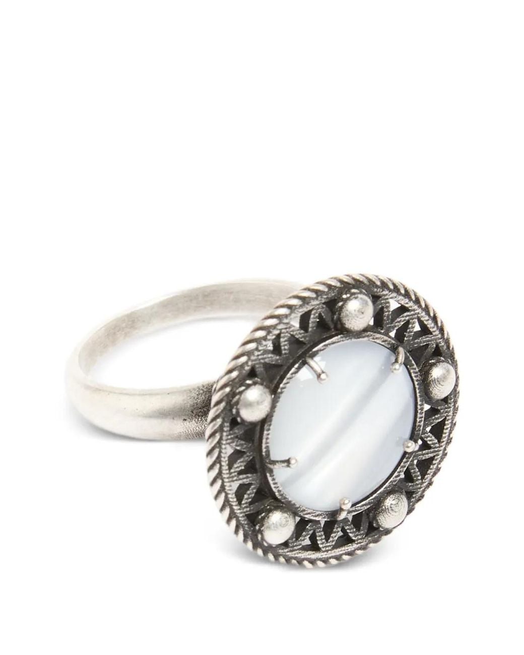 Ann Demeulemeester Metallic Stud-Embellished Engraved Ring