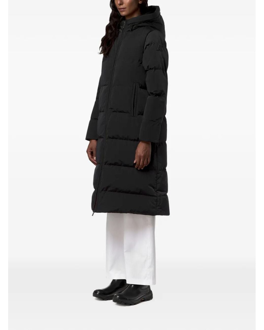 K-Way Black Dina Hooded Quilted Coat