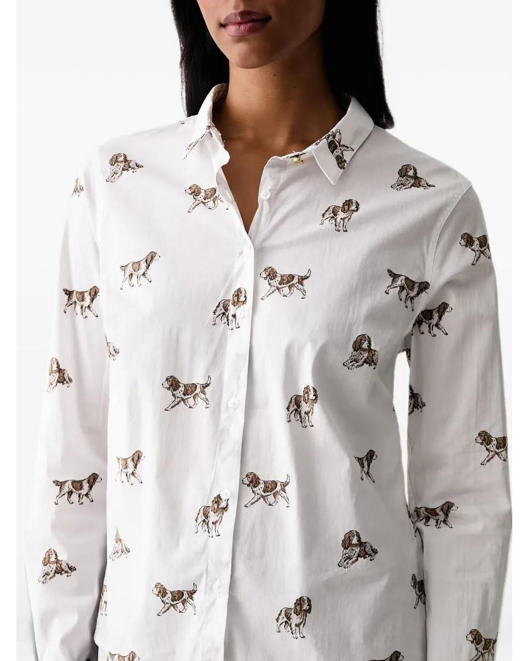 Barbour White Brambles Tailored Long-Sleeved Shirt
