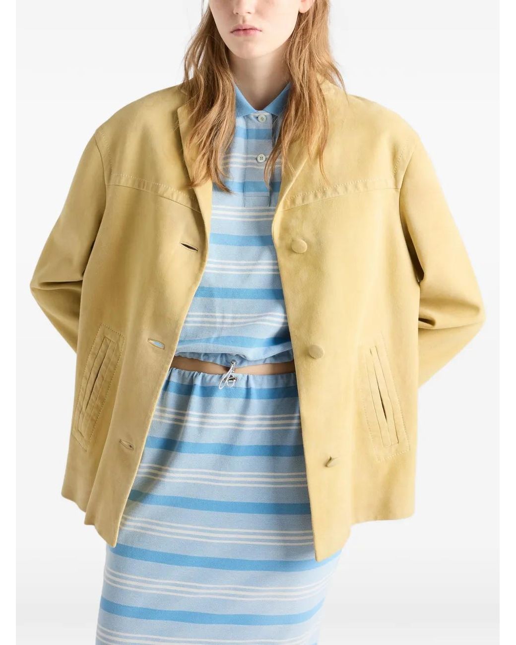 Prada Yellow Suede Caban Jacket
