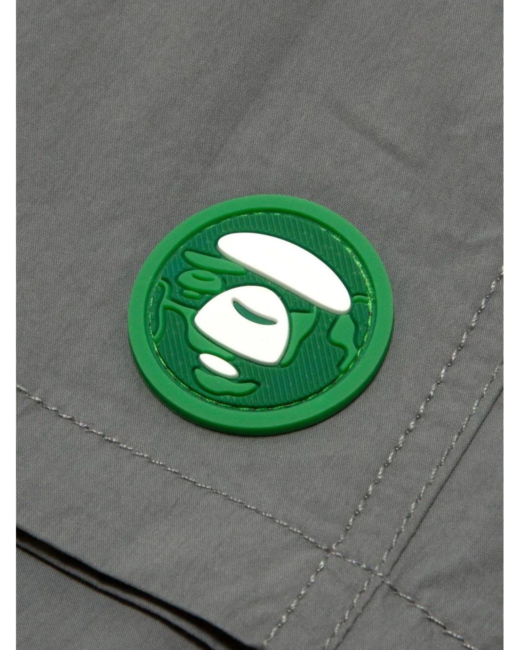 Aape By A Bathing Ape Gray Logo-Patch Shorts for men