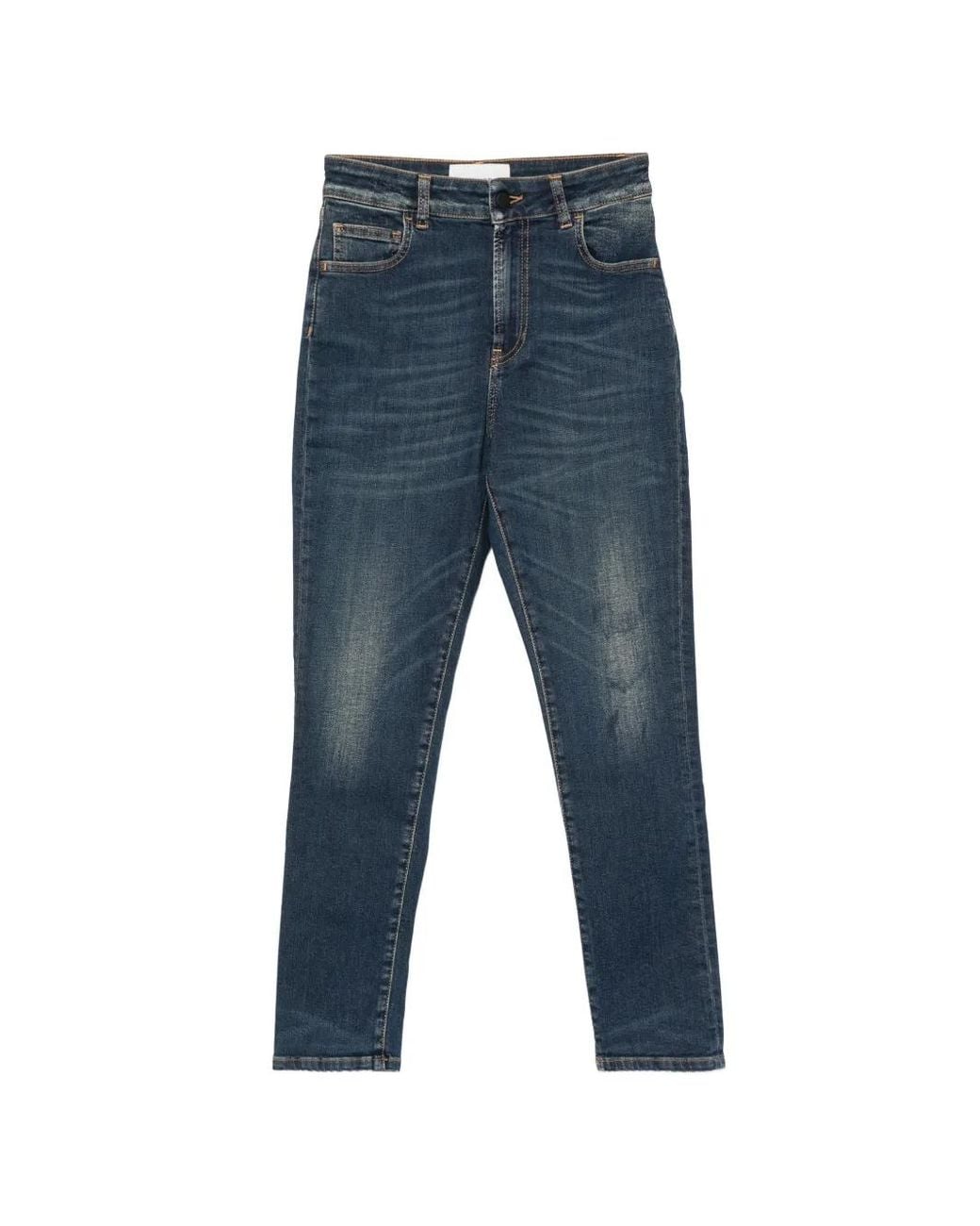Liviana Conti Blue Faded Whiskered Jeans