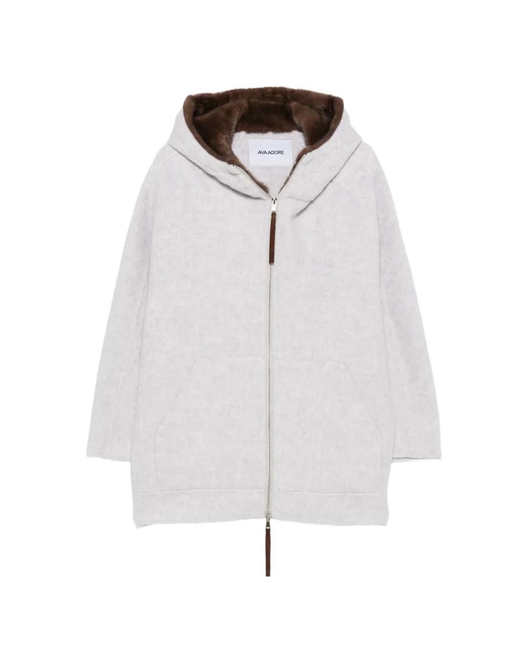 Ava Adore White Faux-Fur Trim Hooded Coat