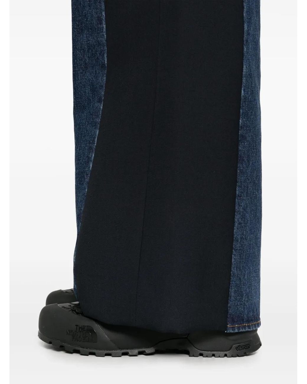 Sacai Blue Contrast-Panel Wide-Leg Jeans