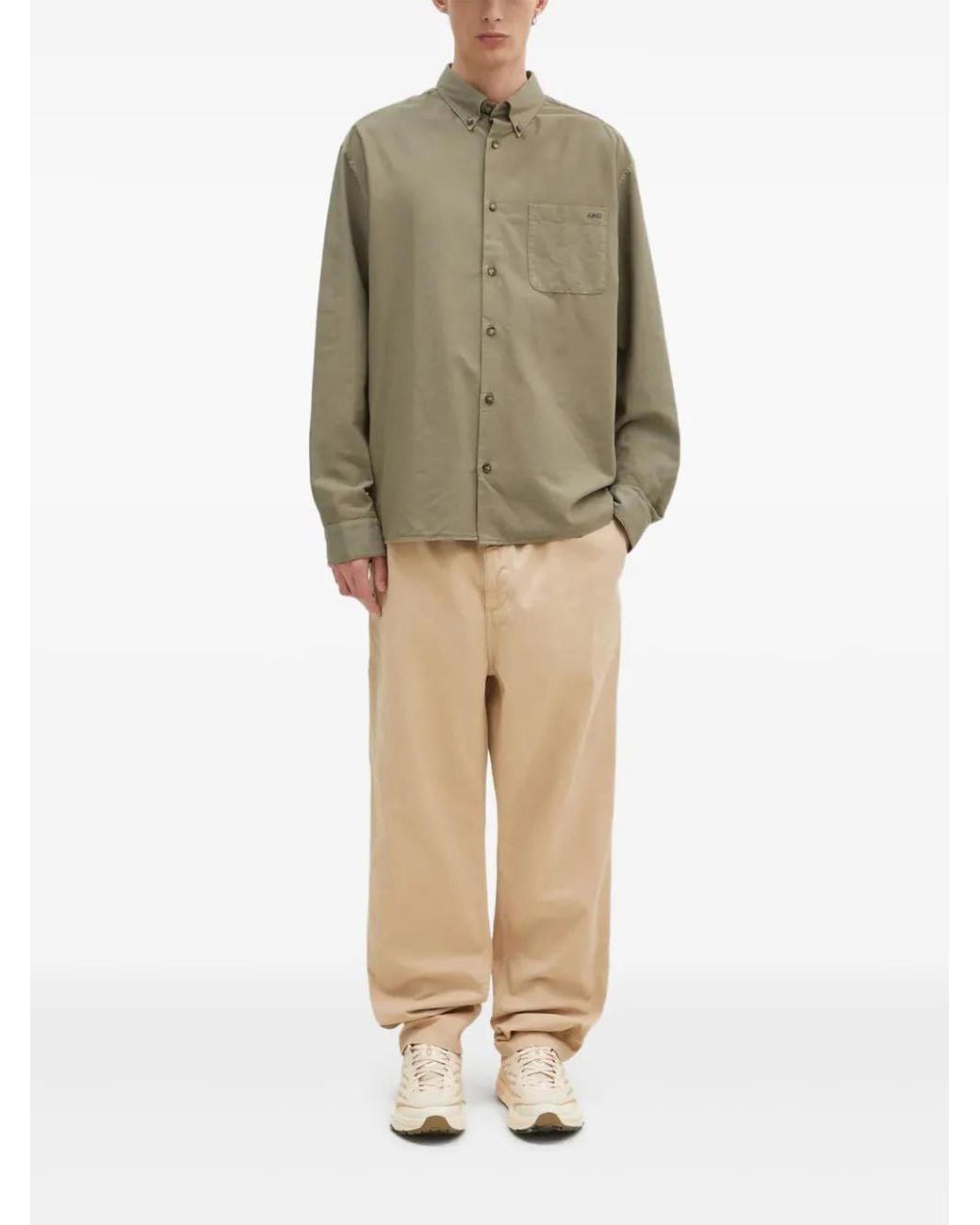 A.P.C. Natural Mateo Logo-Embroidered Pocket Shirt for men