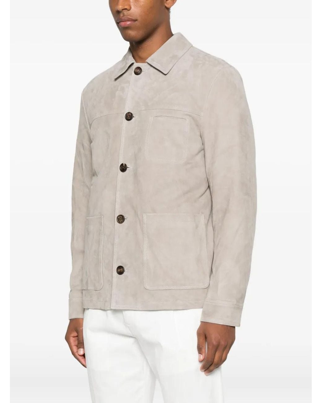 Eleventy Natural Button-Fastening Patch-Pocket Jacket for men