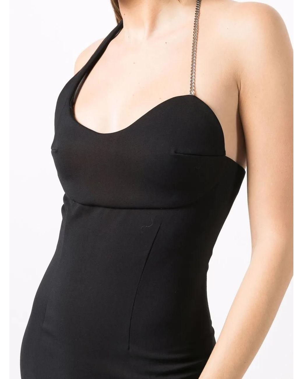 Coperni Black Chain-Link Detail Halterneck Dress
