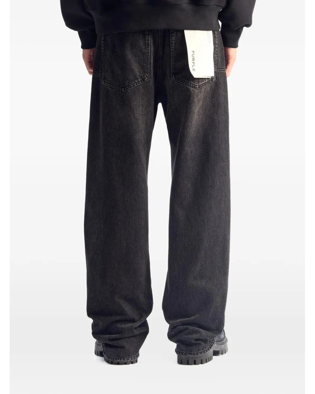 Purple Brand Blue Embroidered-Logo Washed Jeans for men