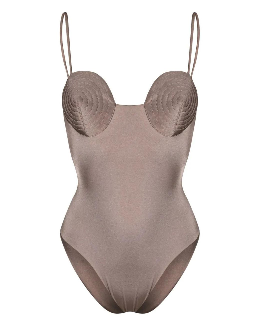 Noire Swimwear Brown Round-Neck Swimsuit