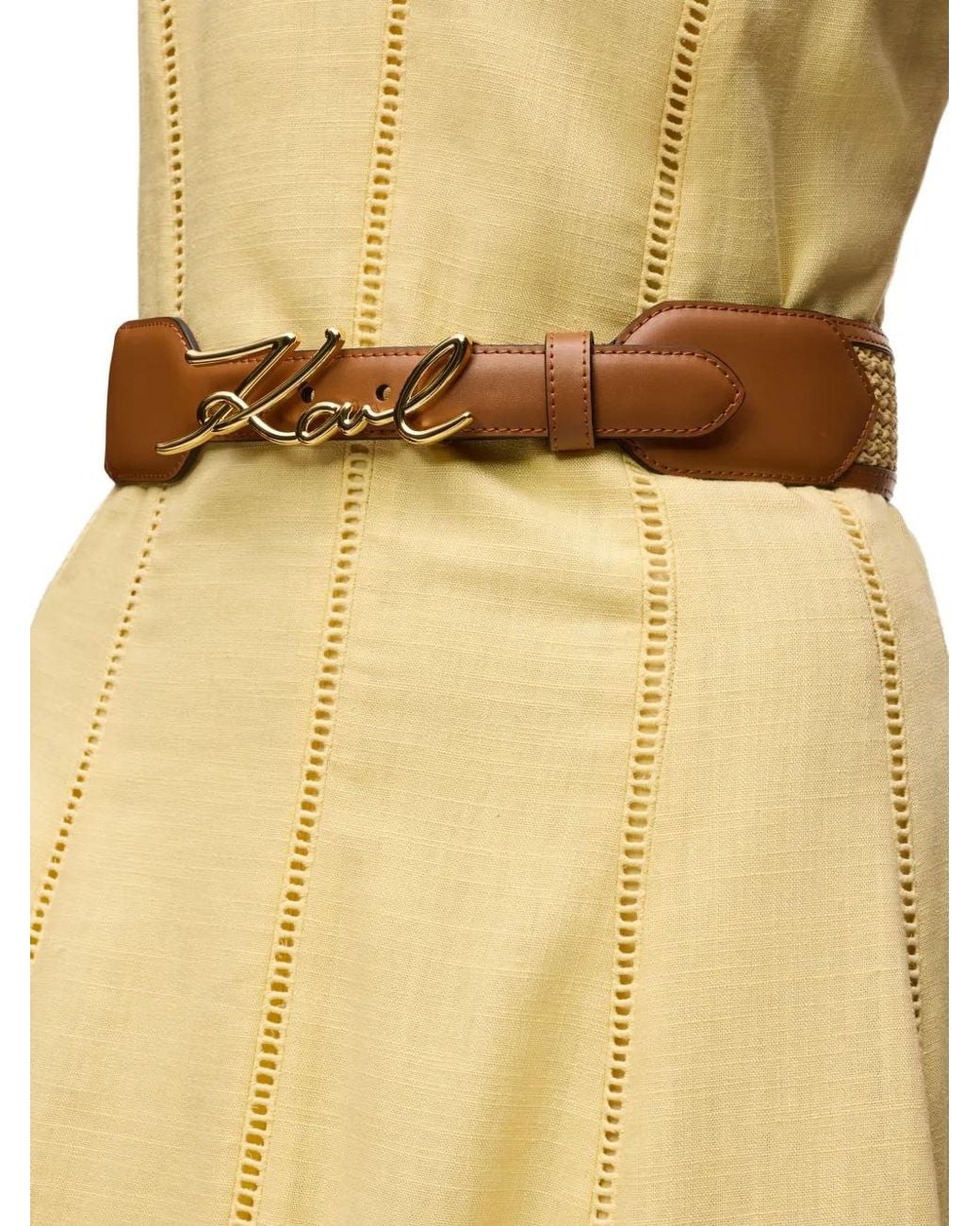 Karl Lagerfeld Natural Medium Signature Belt