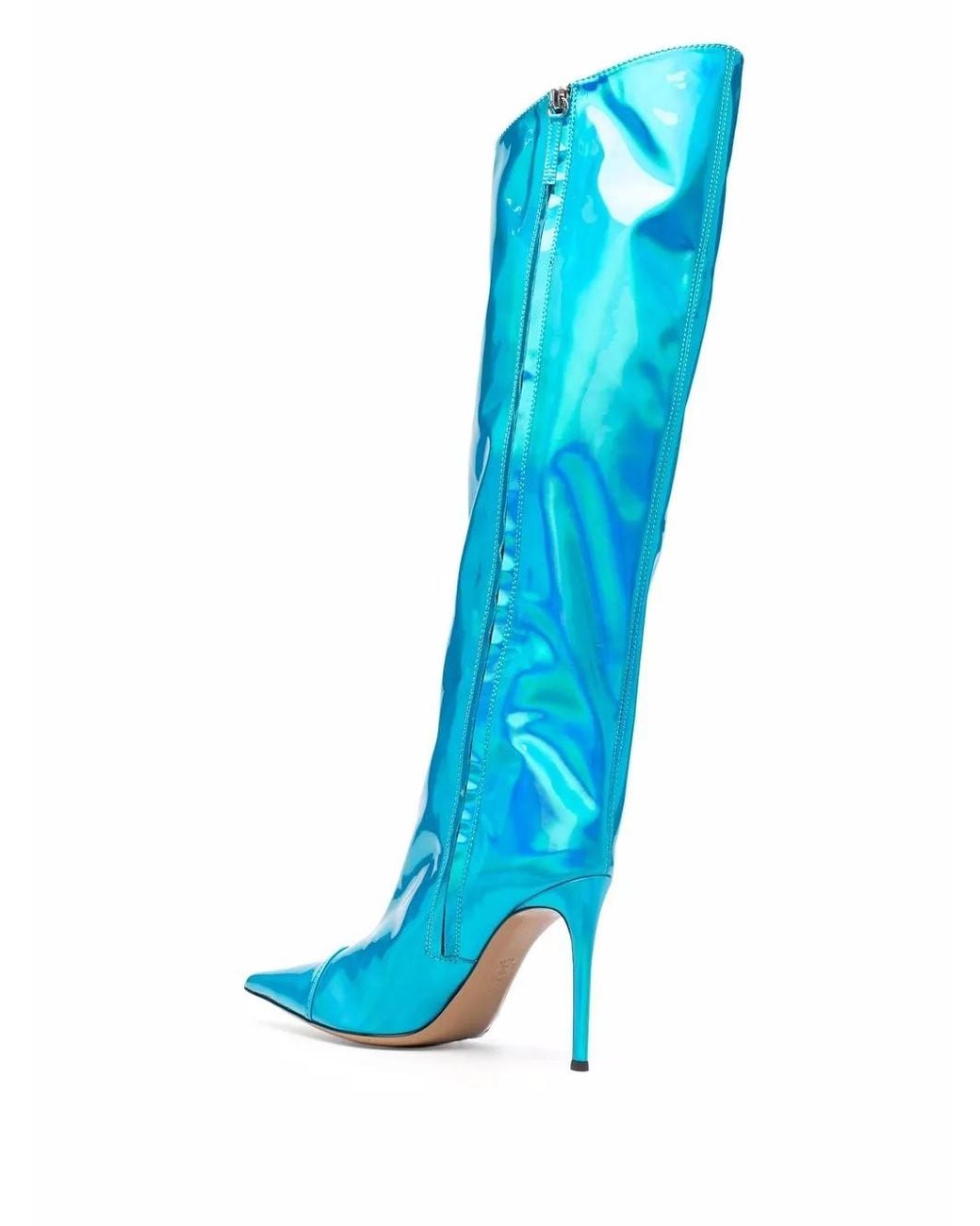 Alexandre Vauthier Blue Metallic Pointed-Toe Boots