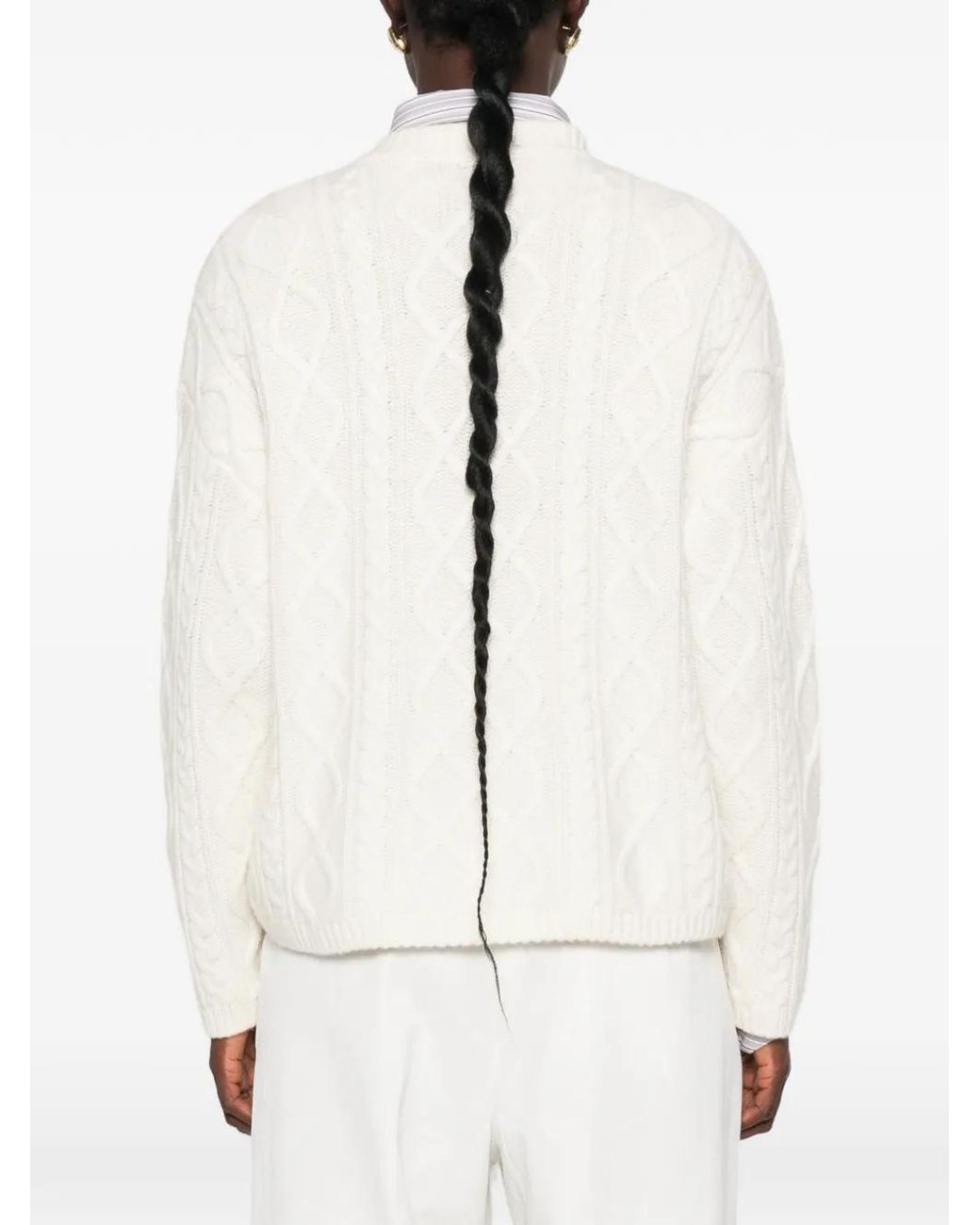 Soft Goat White Cable-Knit Cardigan