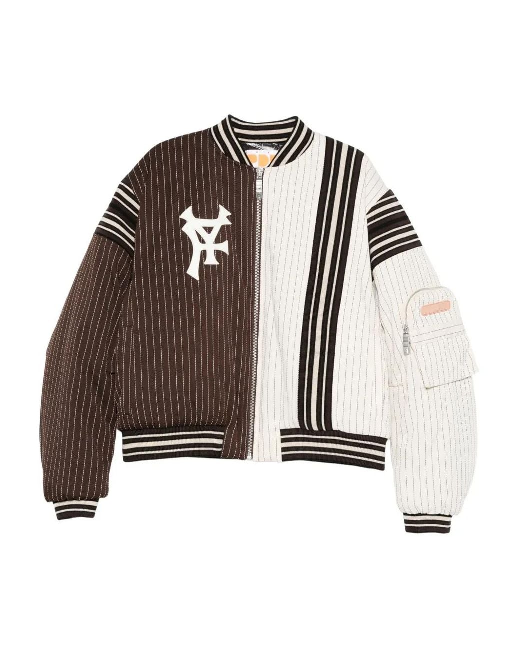 PDF Brown Pinstripe Zip-Up Jacket for men