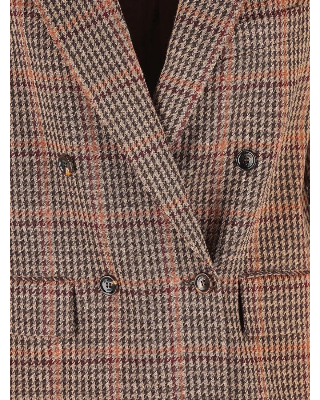 Max Mara Brown Double-Breasted Check Blazer