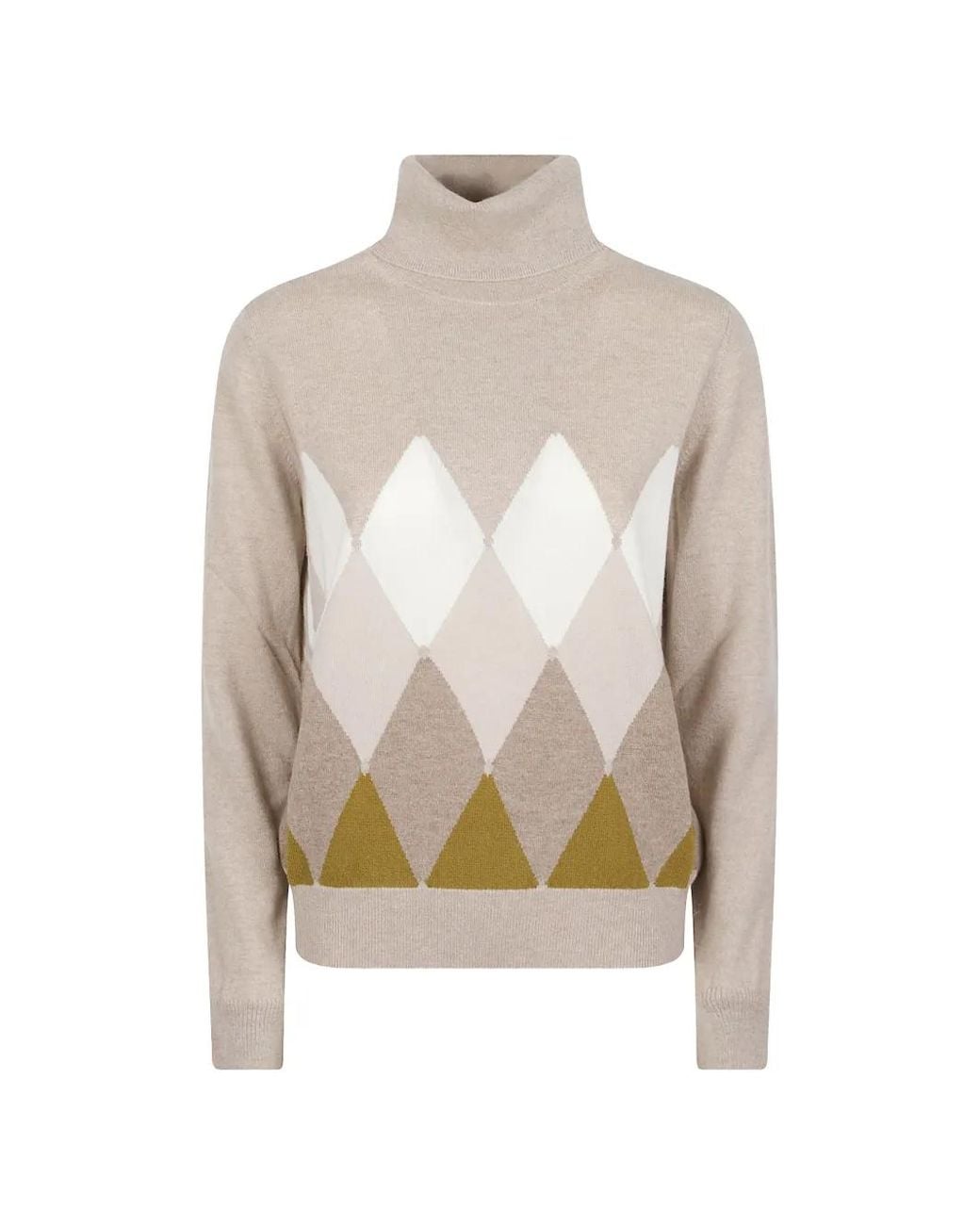 Ballantyne White Argyle-Intarsia Sweater