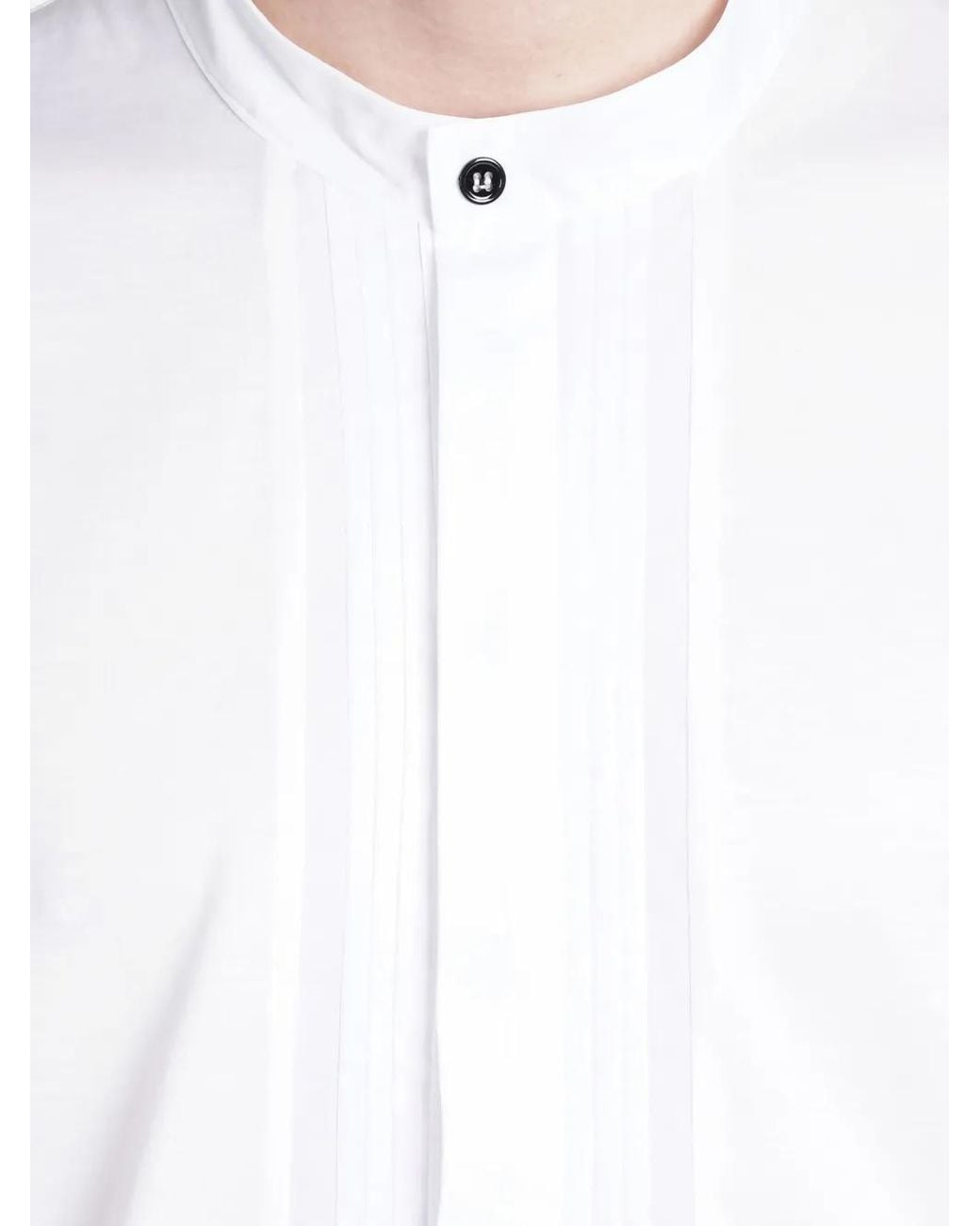 Low Brand White Mandarin-Collar T-Shirt for men
