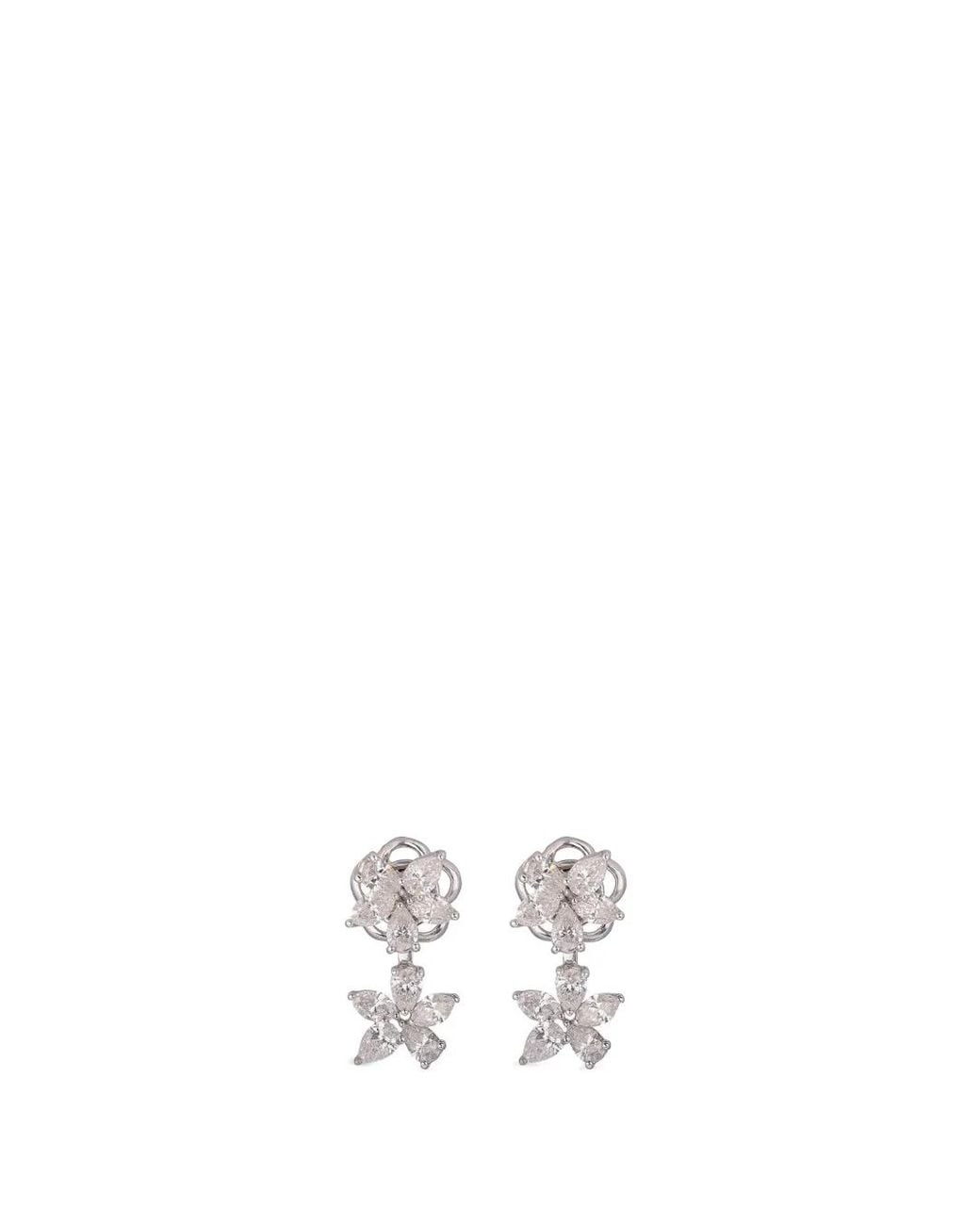 Zydo White Diamond Double Flower Earrings
