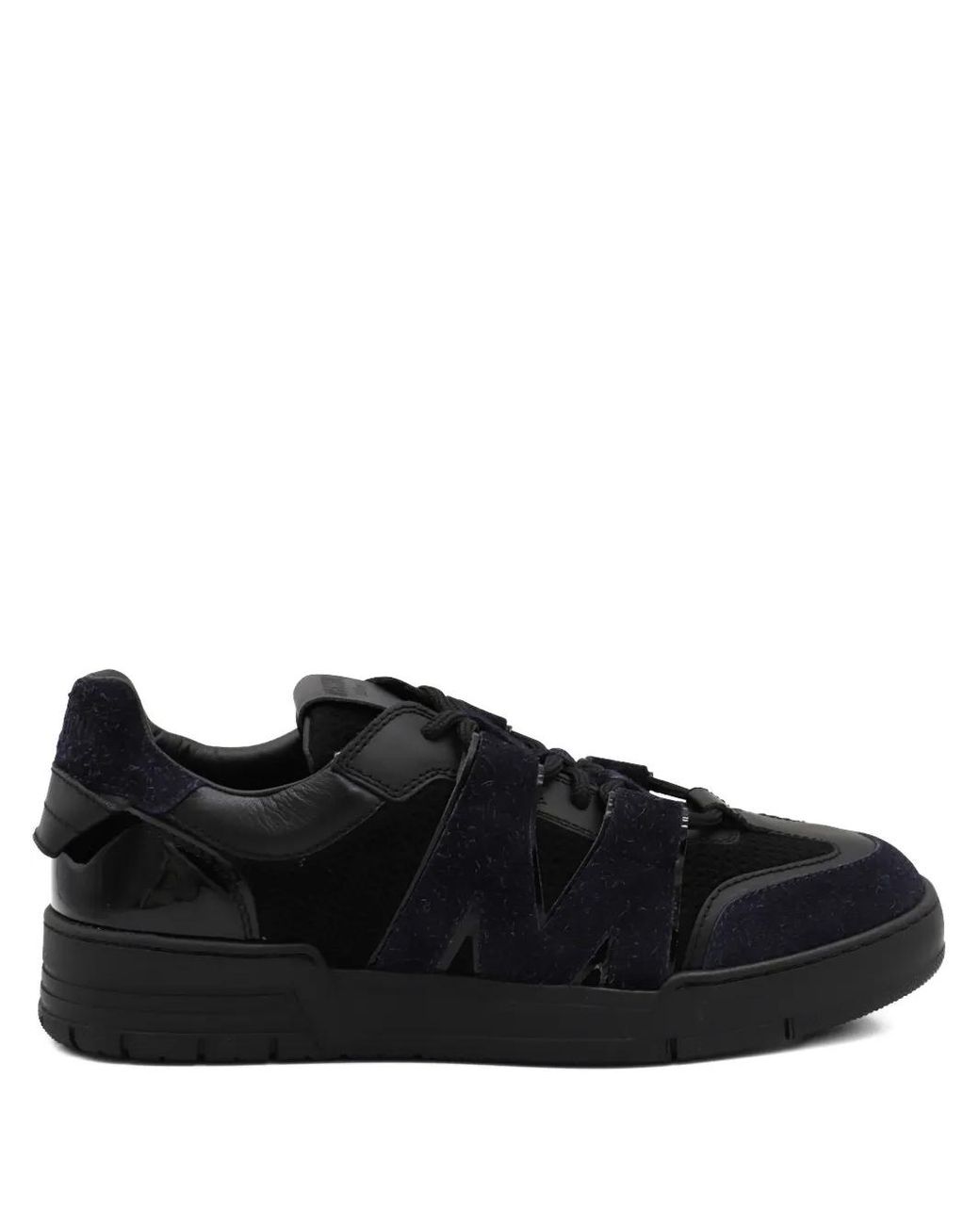 Moschino Black Lace-Up Suede Sneakers for men