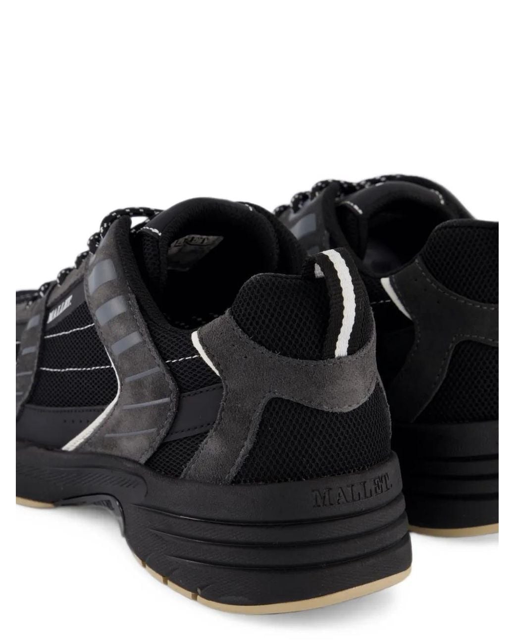 Mallet Black Holloway Mesh-Panels Low-Top Sneakers for men