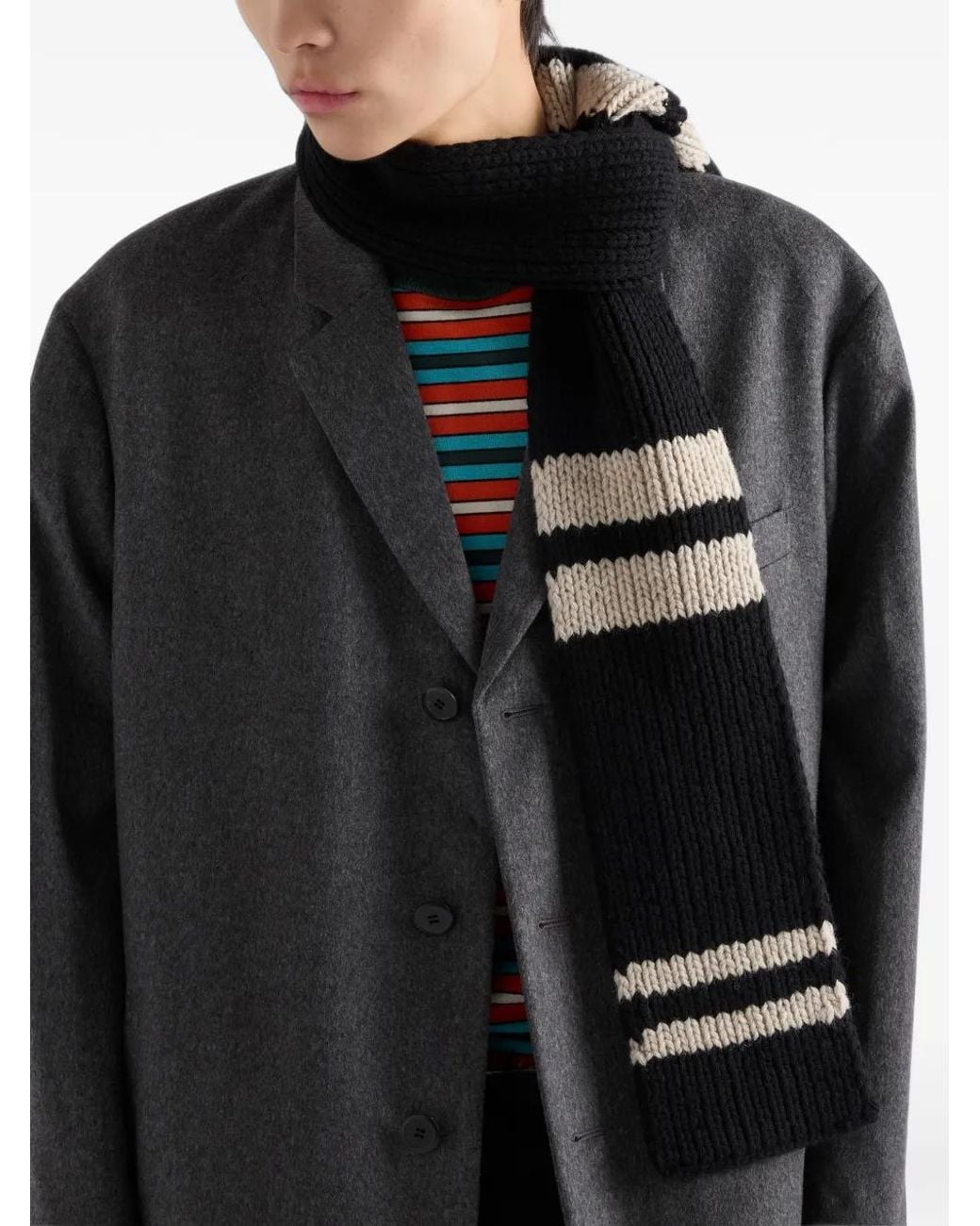 Prada Black Wool And Cashmere Scarf for men