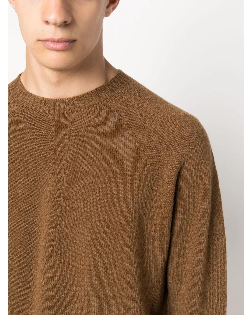 Jil Sander Brown Fine-Knit Wool-Cashmere Jumper for men