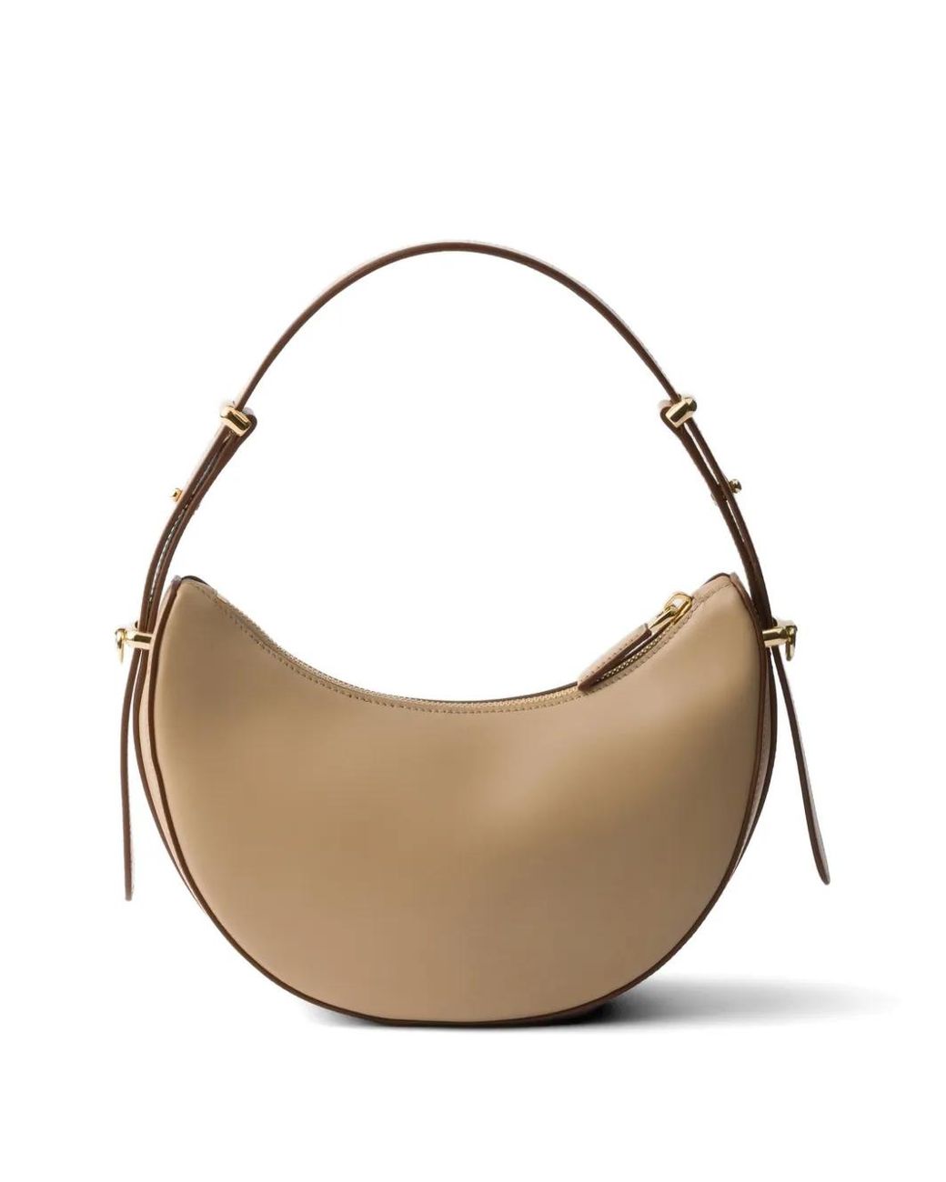 Prada Natural Mini Sac Porté Épaule Arqué En Cuir