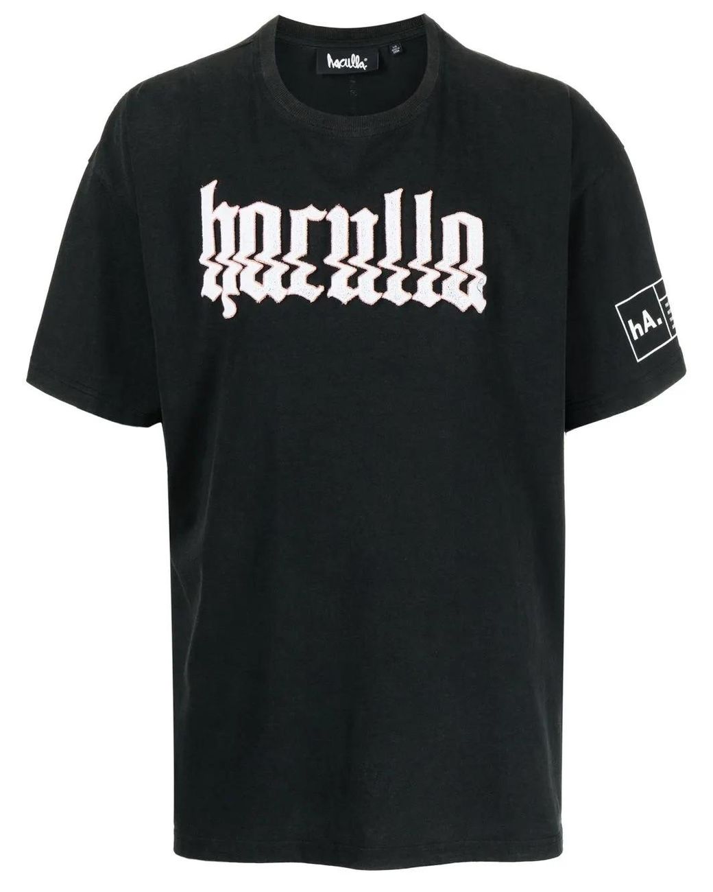 Haculla Black Glitched Logo-Print T-Shirt for men