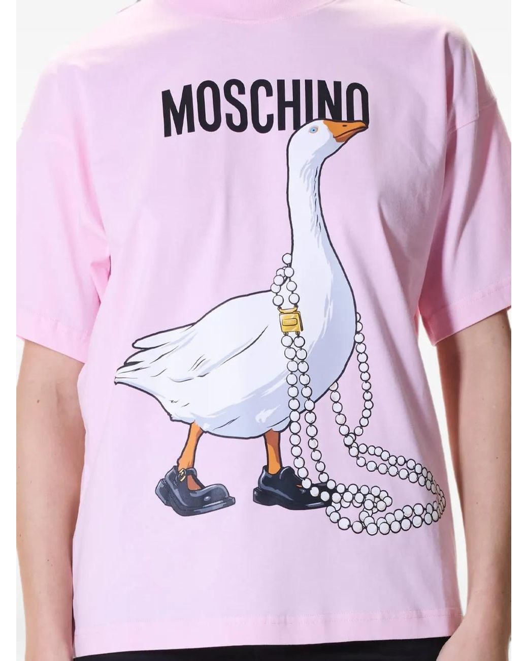Moschino Pink Goose-Print T-Shirt