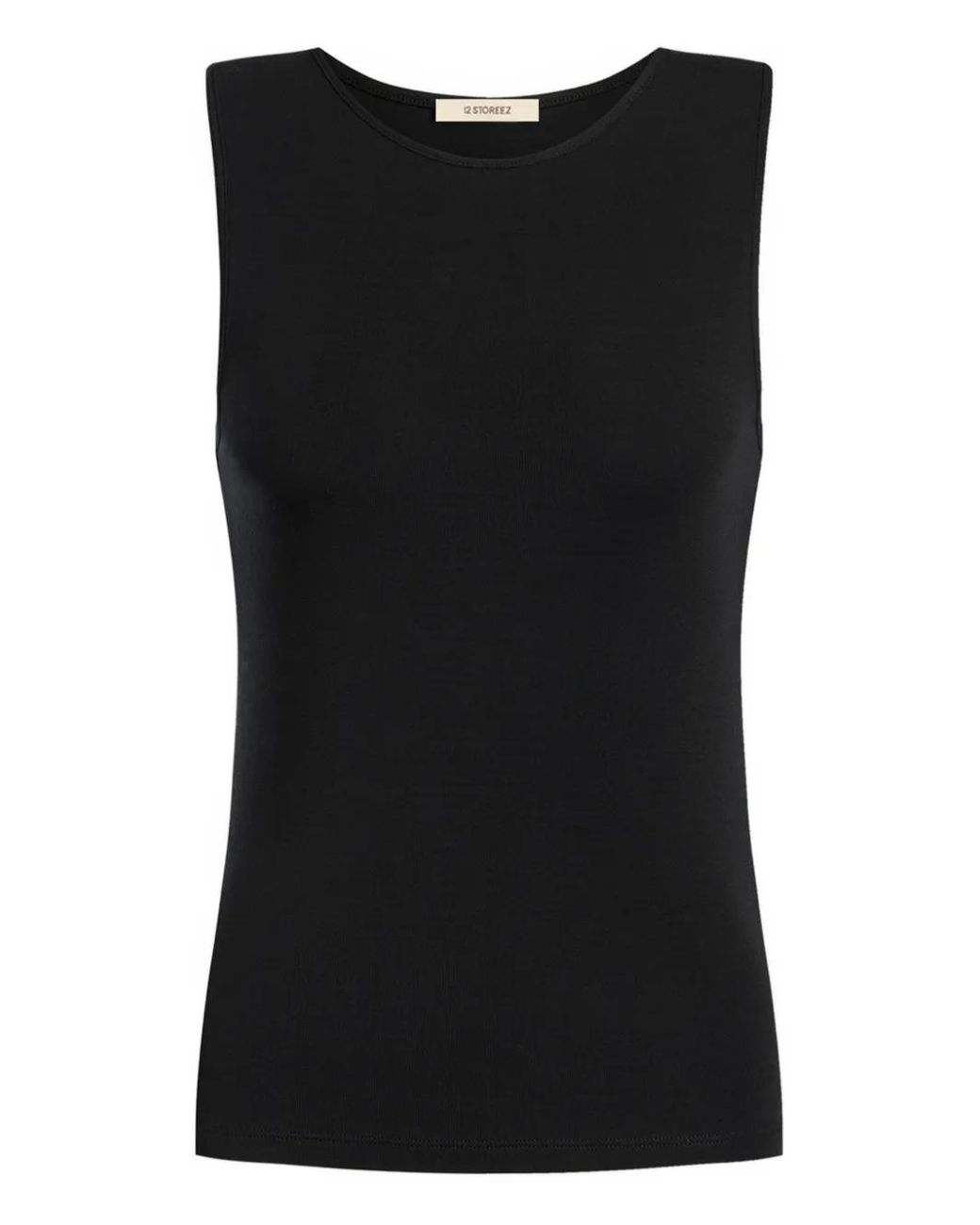 12 STOREEZ Black Crew-Neck Tank Top