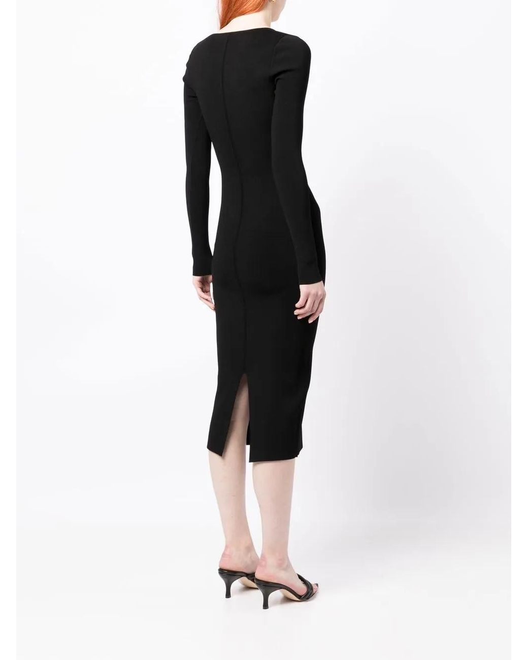 Victoria Beckham Black Fitted Square-Neck Dress