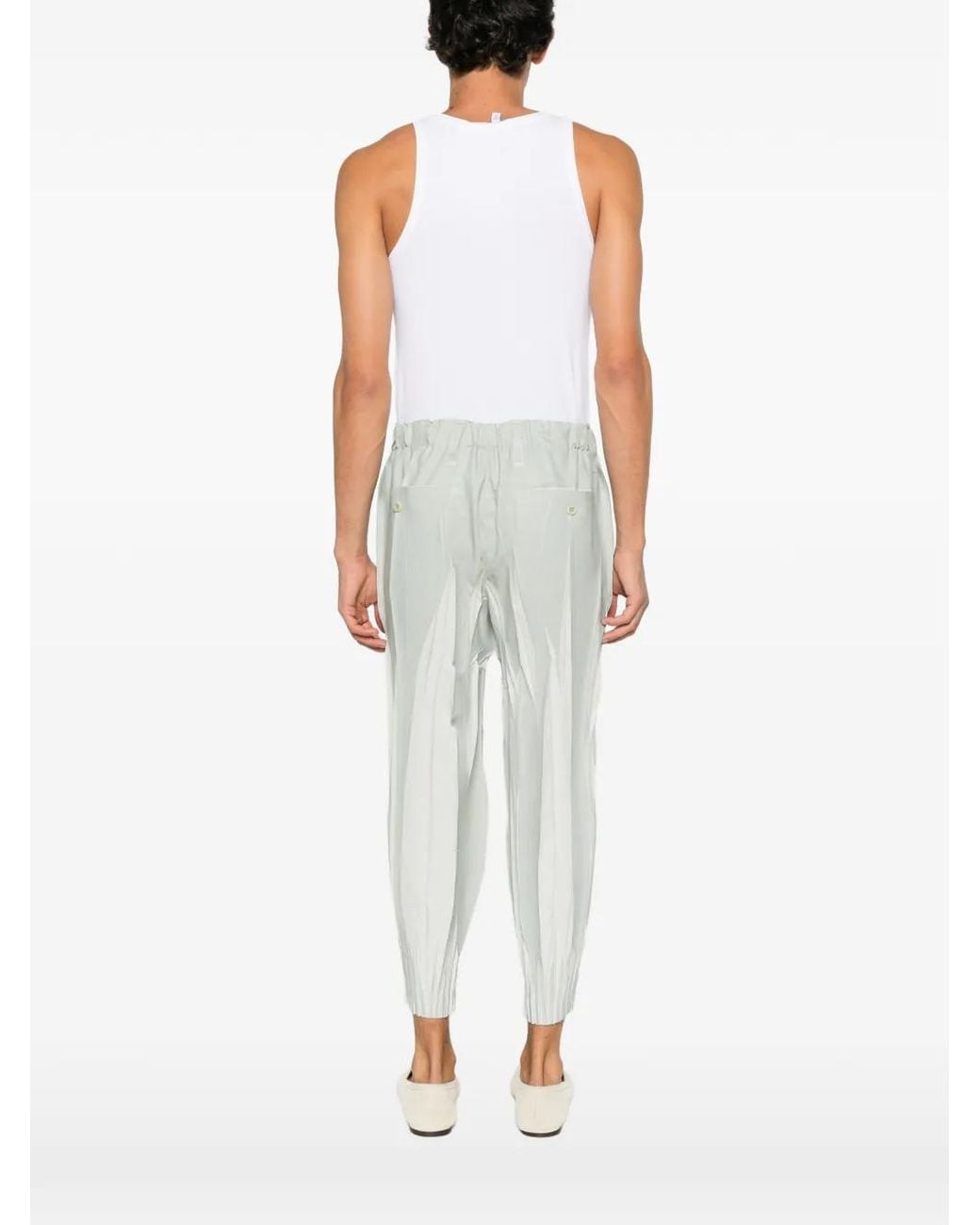 Issey Miyake Gray Pleated Tapered Trousers for men