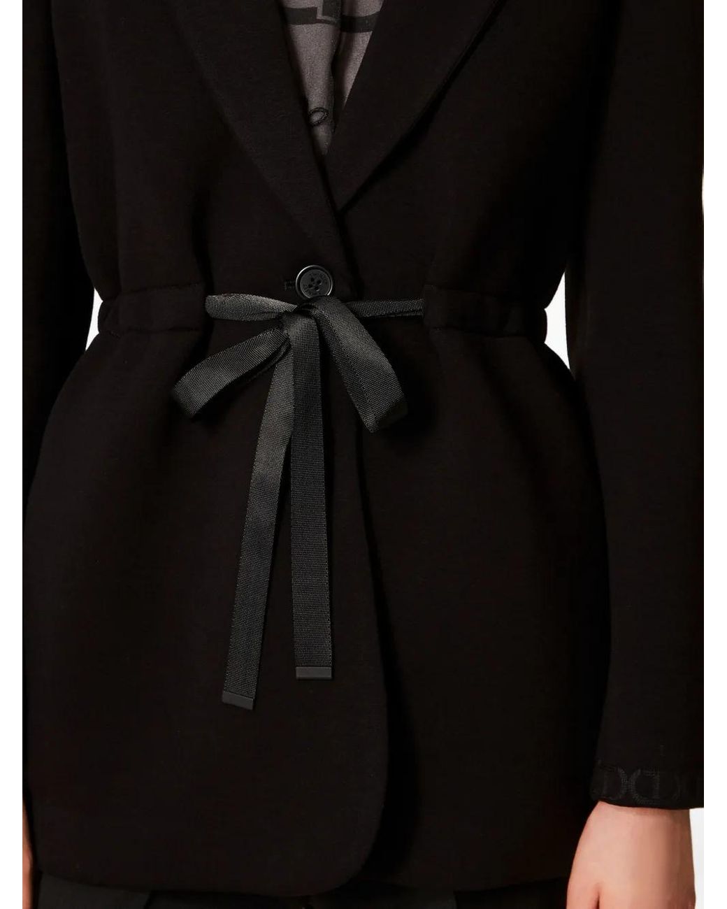 Twinset Black Scuba-Fabric Tie-Waist Blazer