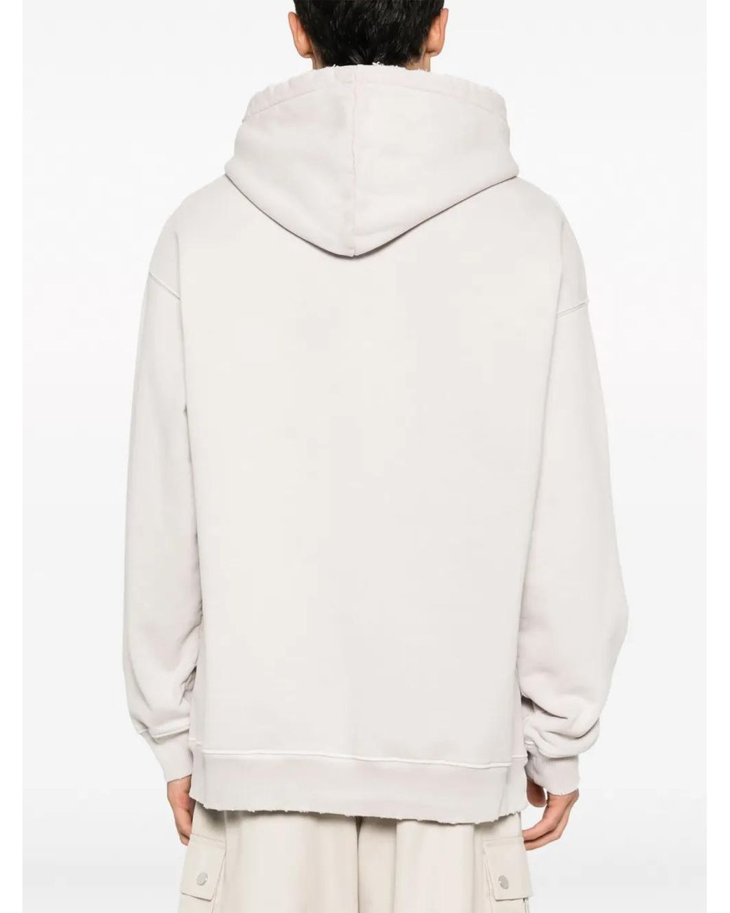 MSGM White Tonal Logo-Print Cotton Hoodie for men