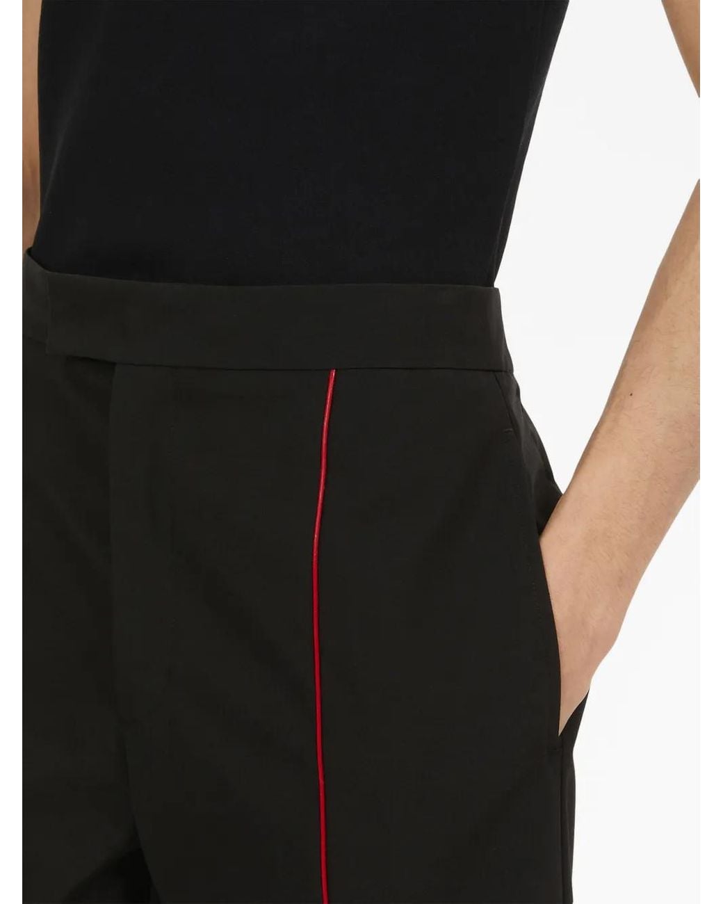 Ferragamo Black Contrasting-Trim Cotton Track Pants for men