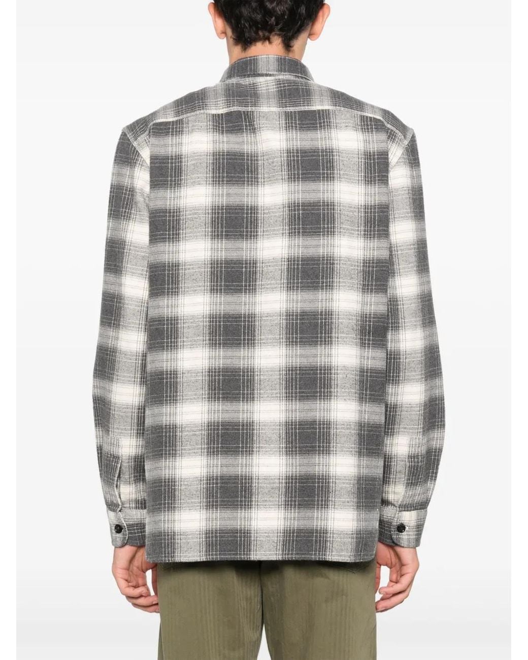 Woolrich Gray Plaid-Check Flannel Shirt for men