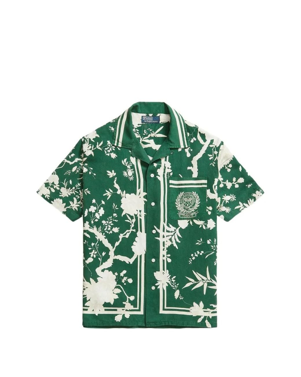 Polo Ralph Lauren Green Wimbledon Floral-Print Striped Shirt for men