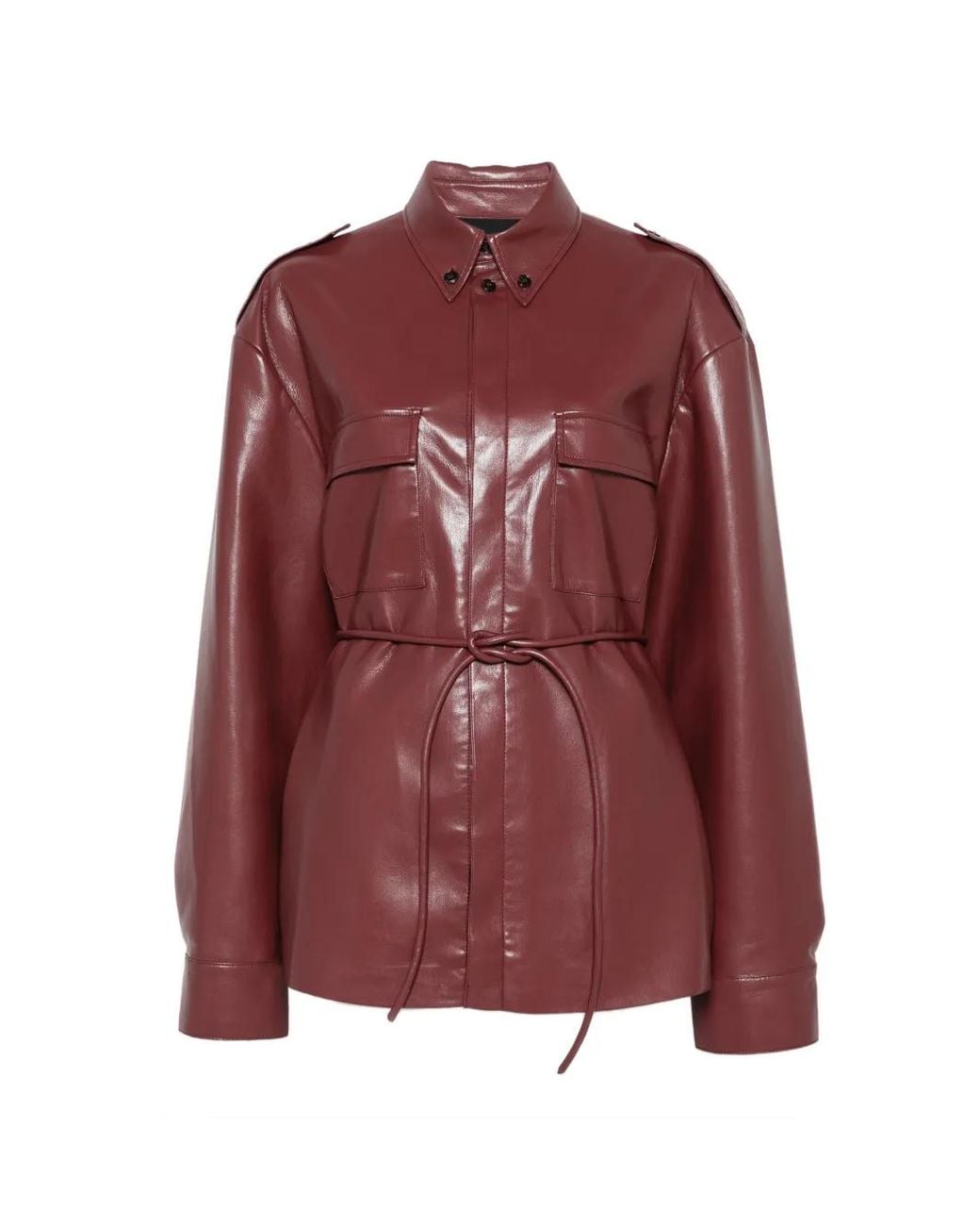 Nanushka Red Belted Button-Down Shirt