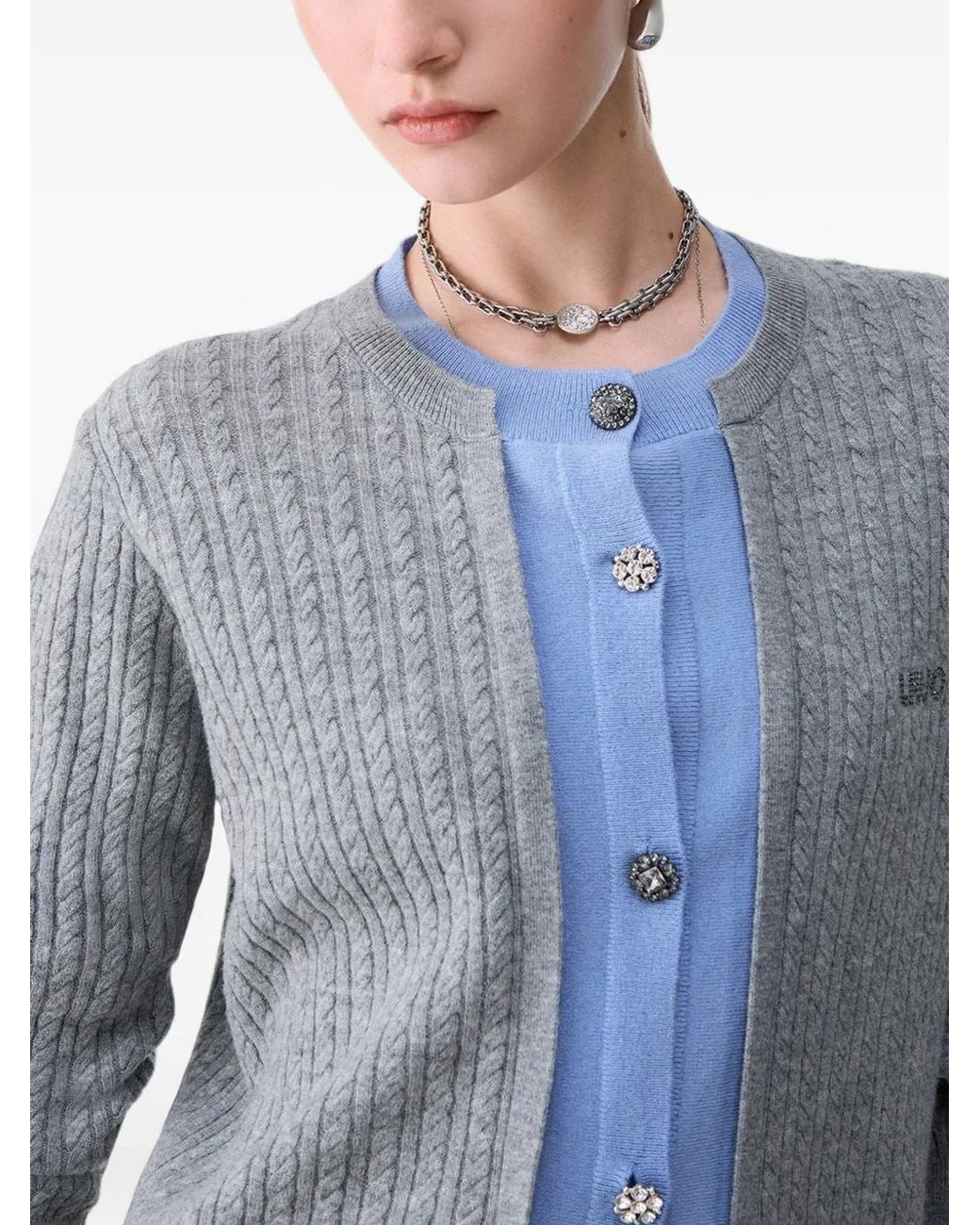 Liu Jo Blue Cardigan With Jewel Buttons