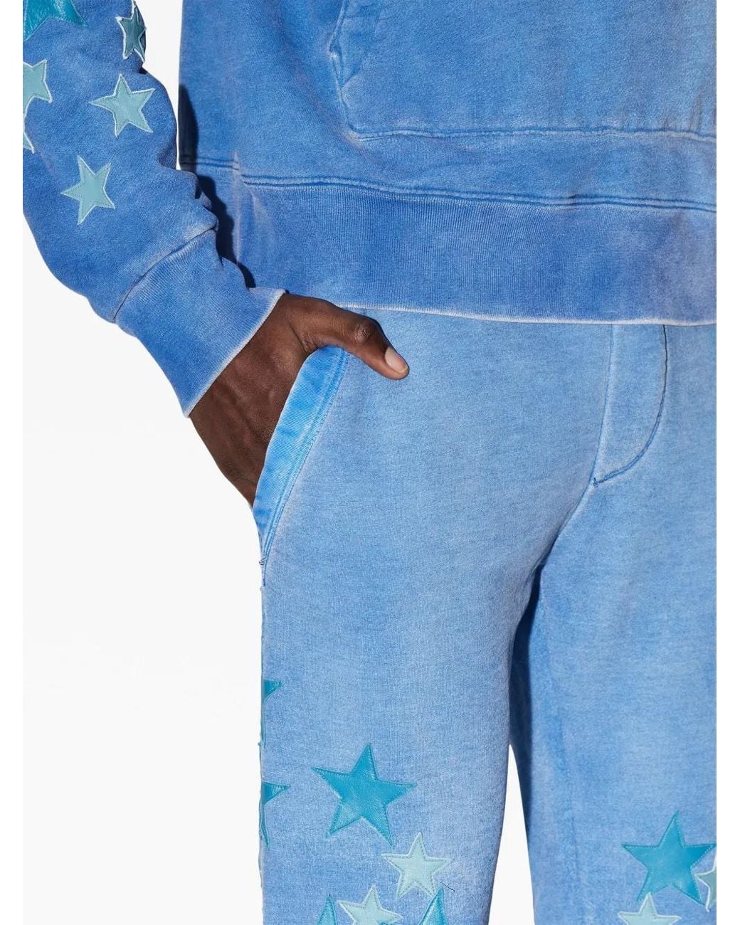 Amiri Blue Star-Patch Cotton Track Pants for men