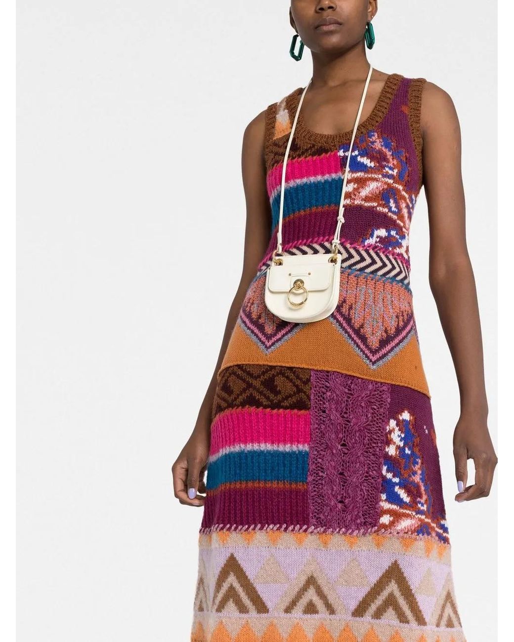 Vestido largo de punto patchwork Etro de color Multicolor