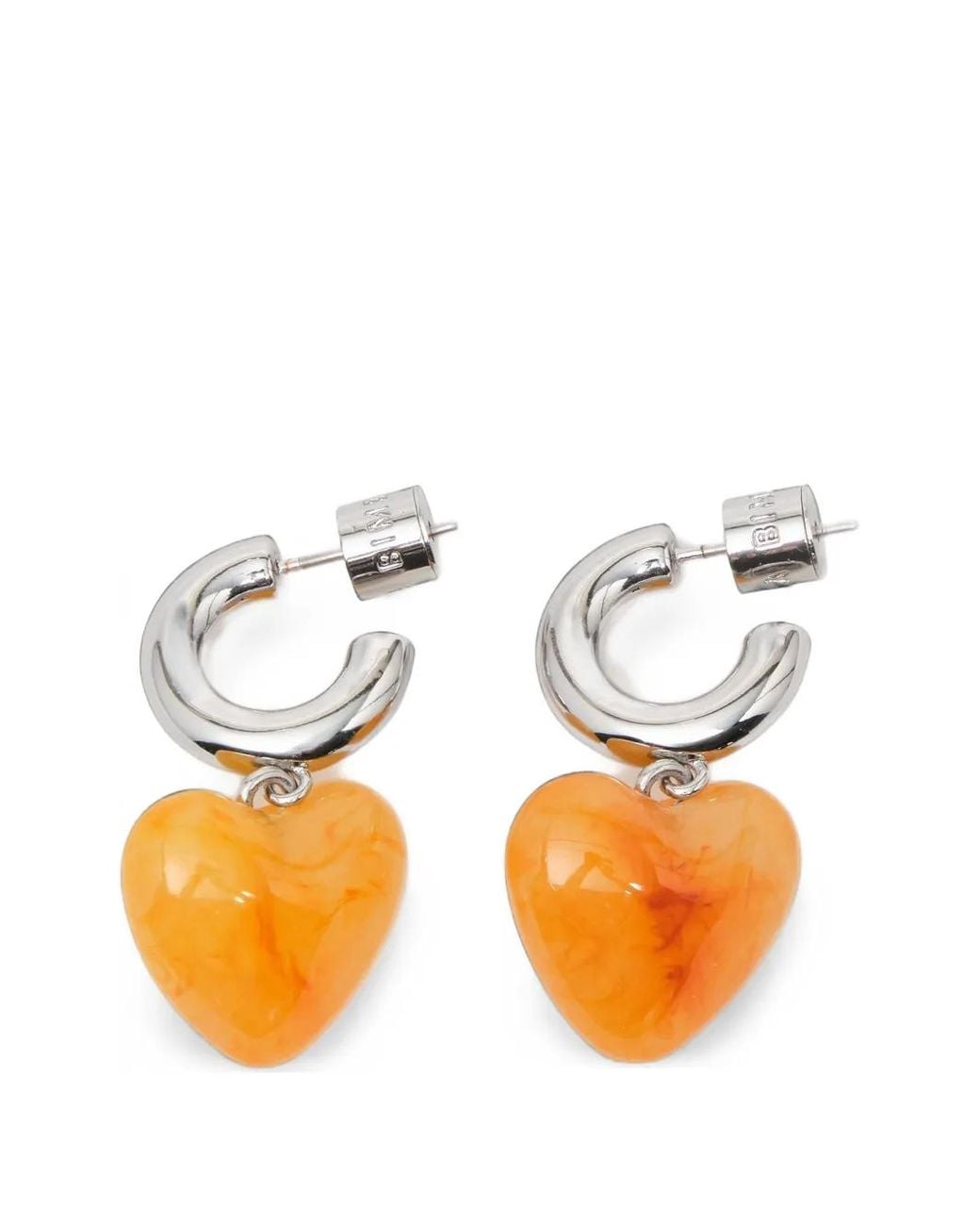 Bimba Y Lola Orange Hoop Earrings With Resin Heart