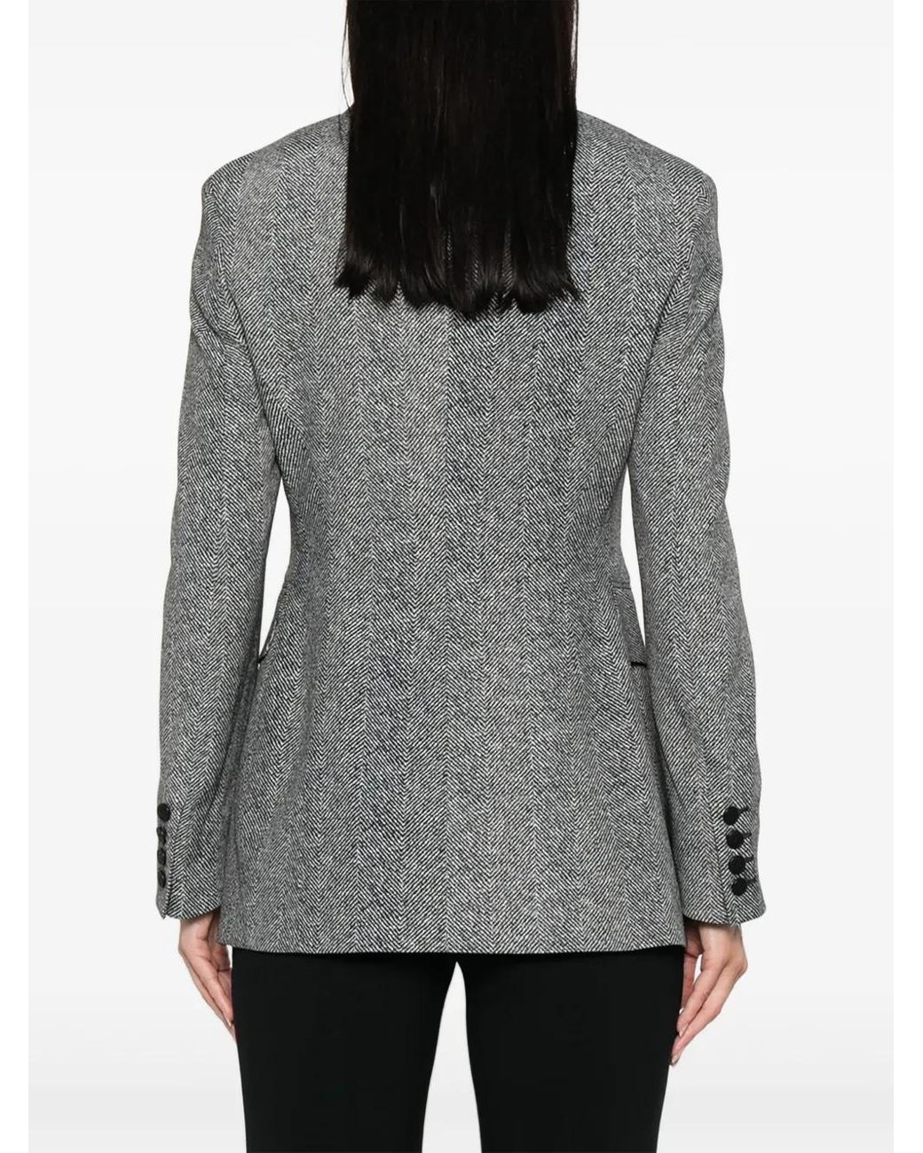 Ermanno Scervino Gray Tailored Single-Breasted Blazer With Herringbone Pattern