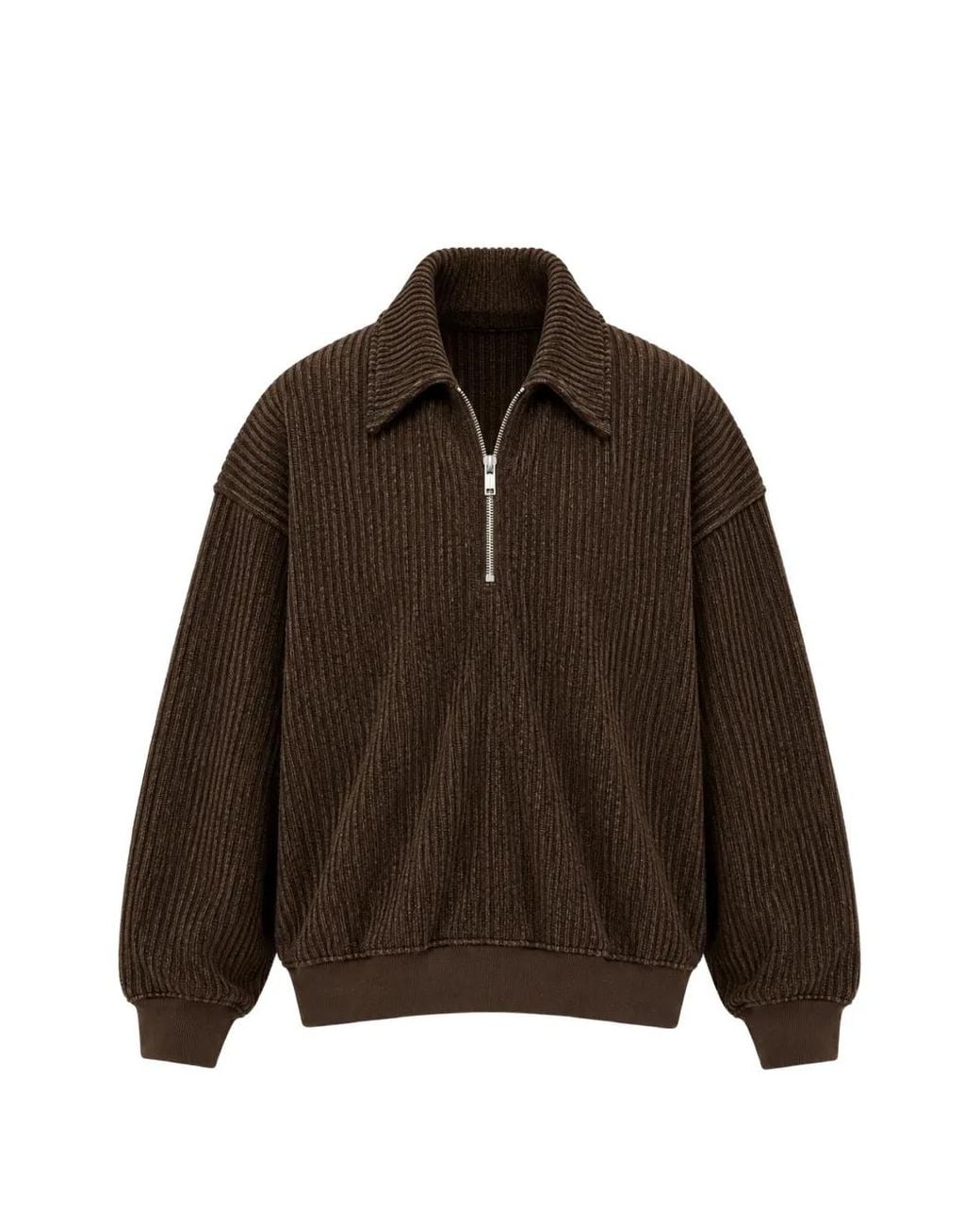 Song For The Mute Brown Half-Zip Ribbed-Knit Sweater for men