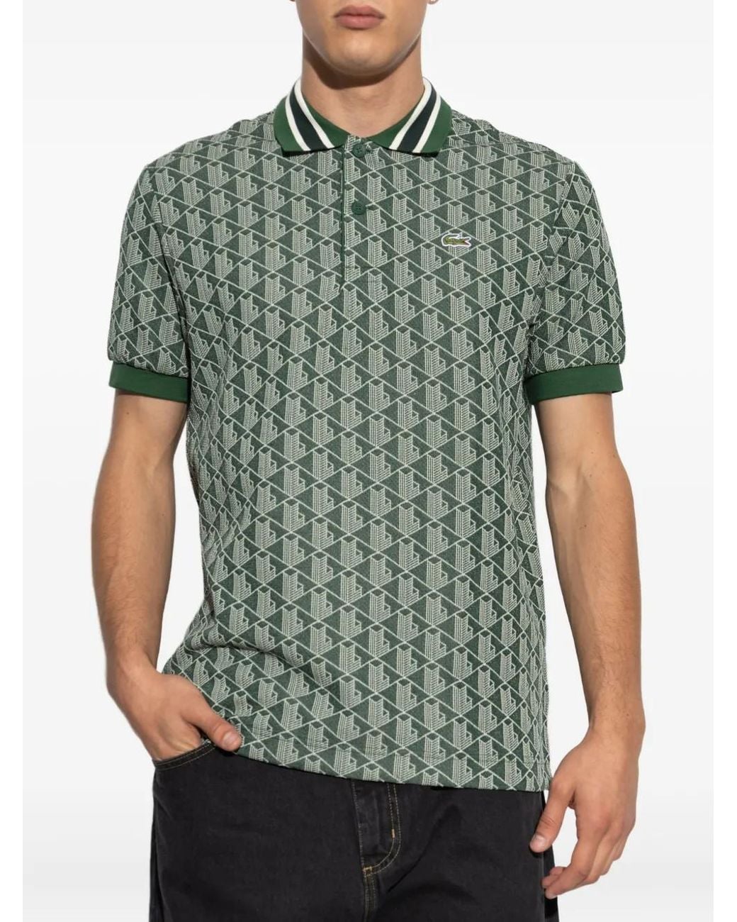 Lacoste Green Classic Fit Monogram Polo for men