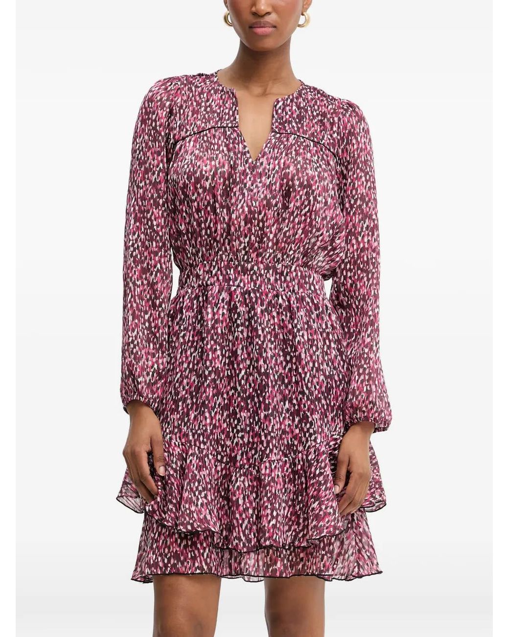 Morgan Red Ruffled V-Neck Mini Dress