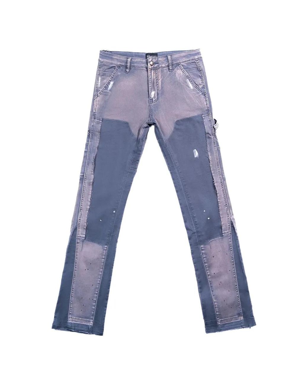 Triple Sevens Blue Sniper Gang Patchwork Straight-Leg Jeans for men