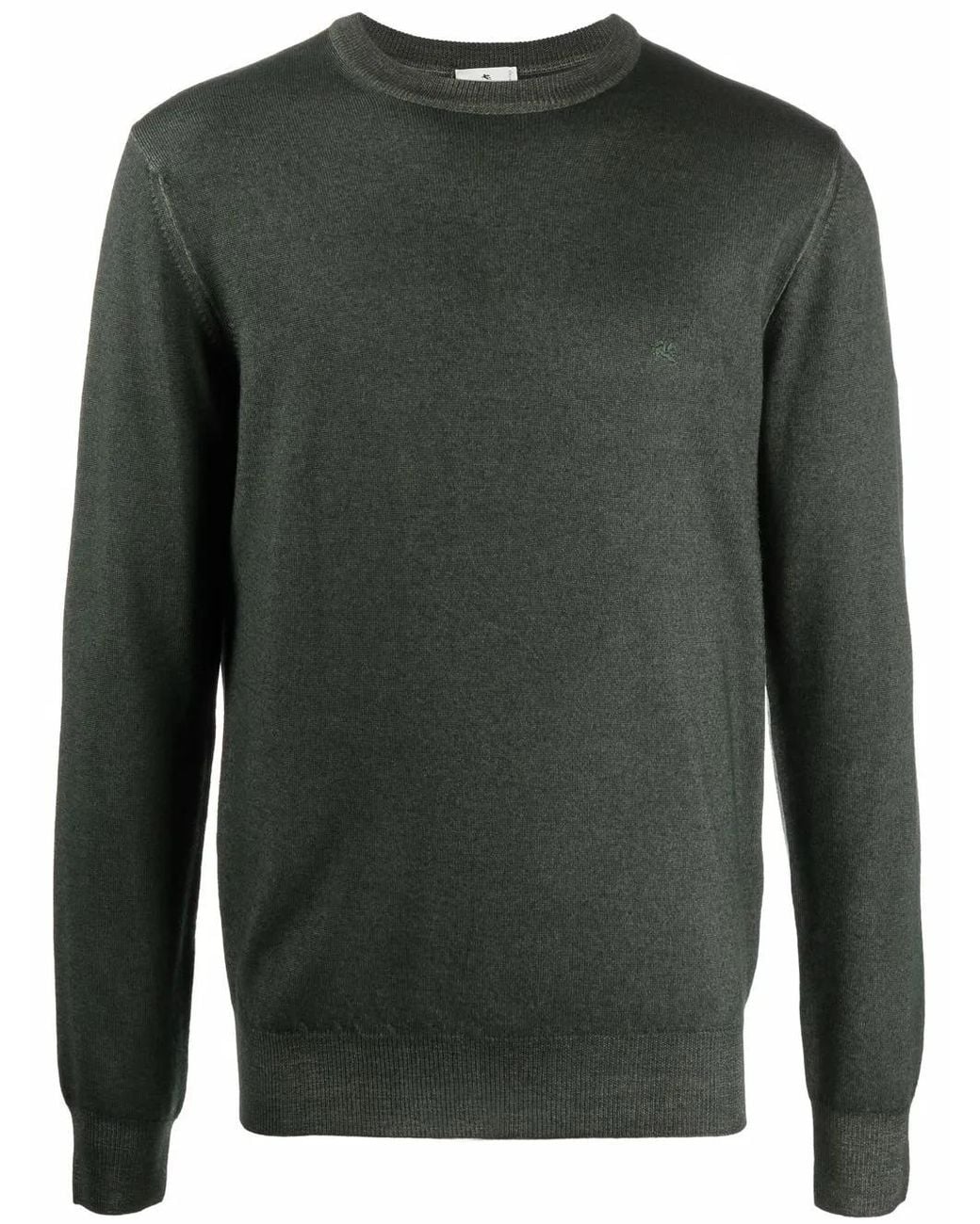 Etro Green Embroidered-Logo Jumper for men